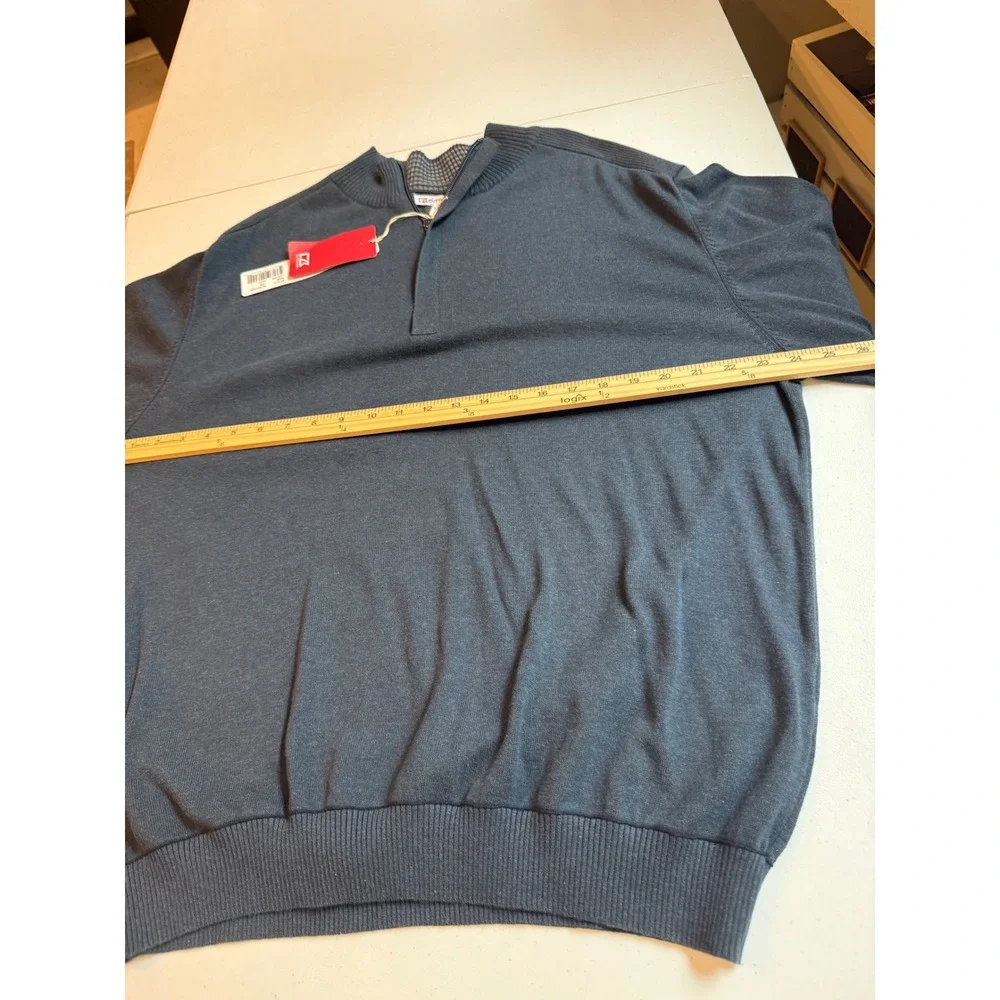Cutter & Buck Mens 1XB Navy Heather Quarter Zip Sweater Elbow Patch new nwt golf